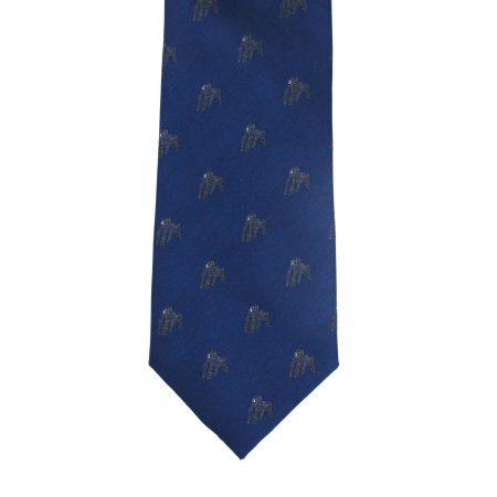 Navy Blue Tie with Grey Elephant Pattern, Slim Woven Necktie