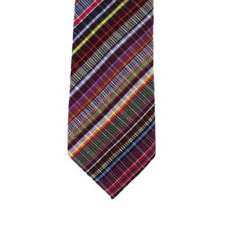 Multicolor Plaid Tie with Diagonal Tartan Stripe Pattern, Slim Woven Necktie